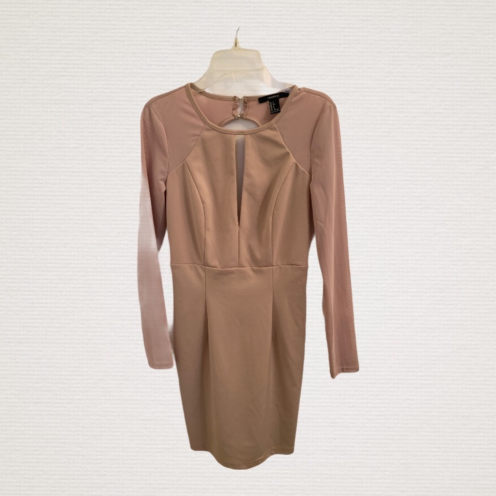 Forever 21 Pink Bodycon Dress Long Mesh Sleeves